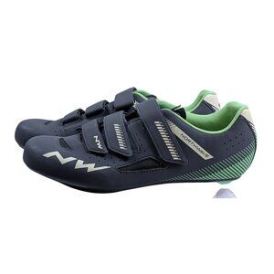 Northwave Core WMN Womens 8.5 Cycling Shoes Gray Green Hook Loop Closure EUC